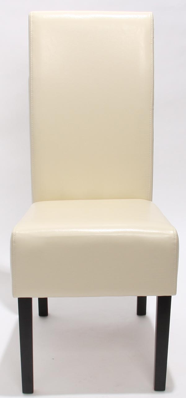 2x Esszimmerstuhl LEDER creme dunkle Beine