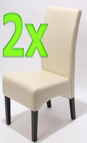 2x Esszimmerstuhl LEDER creme dunkle Beine