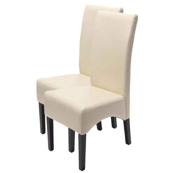 2x Esszimmerstuhl LEDER creme dunkle Beine