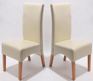 2x Esszimmerstuhl Latina LEDER ~ creme helle Beine