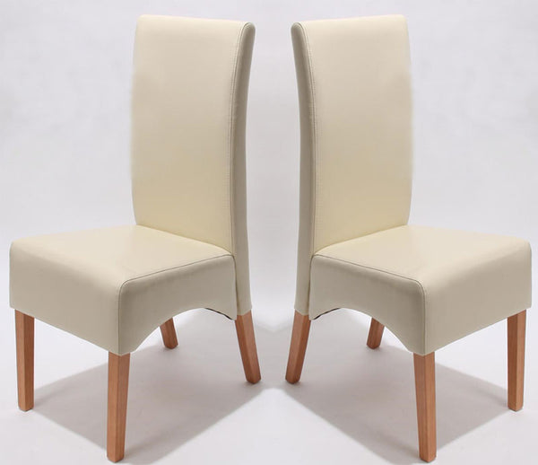 2x Esszimmerstuhl Latina LEDER ~ creme helle Beine