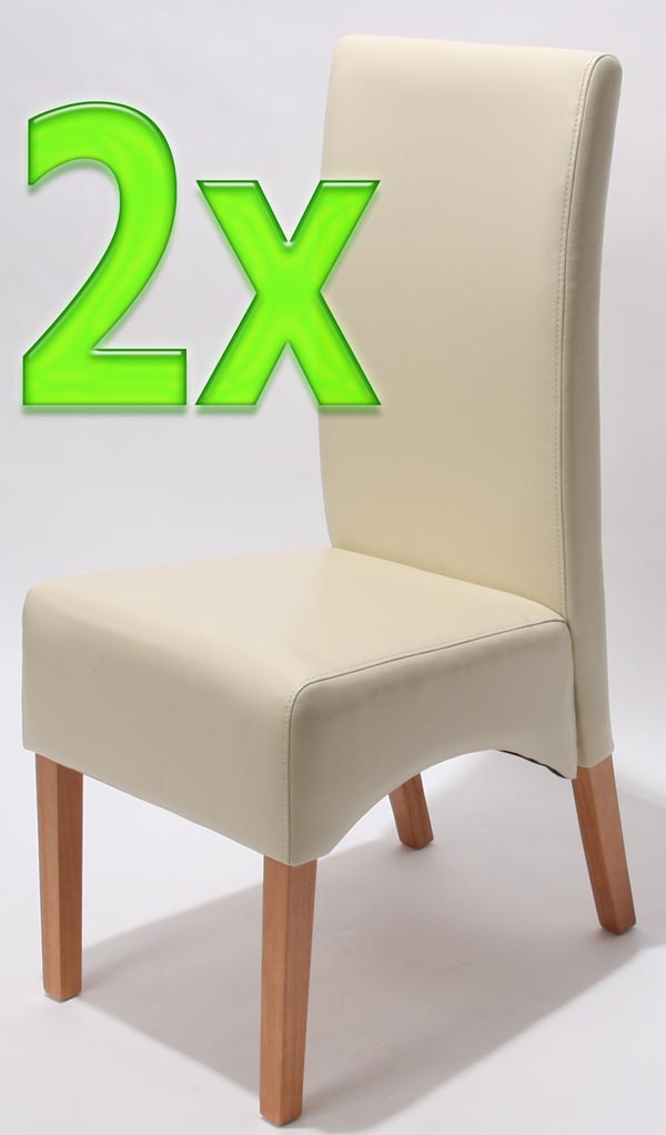 2x Esszimmerstuhl Latina LEDER ~ creme helle Beine