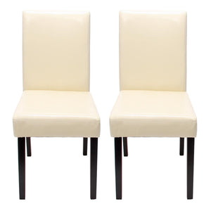 2x Esszimmerstuhl Littau ~ Leder creme dunkle Beine