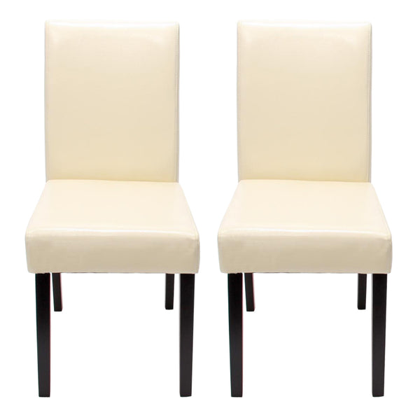 2x Esszimmerstuhl Littau ~ Leder creme dunkle Beine