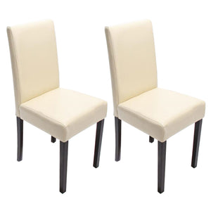 2x Esszimmerstuhl Littau ~ Leder creme dunkle Beine