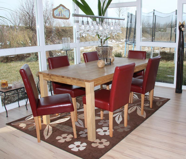 2x Esszimmerstuhl Littau ~ Leder rot helle Beine