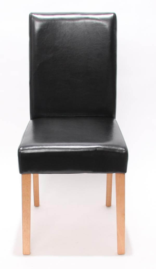 2x Esszimmerstuhl Littau Leder, schwarz, helle Beine