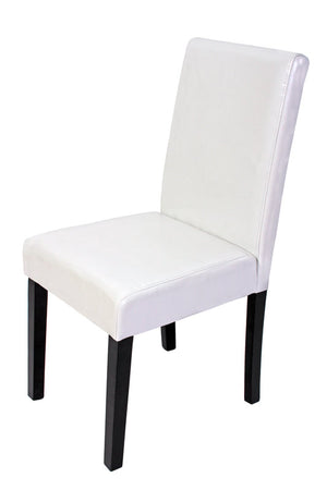 2x Esszimmerstuhl Littau ~ Leder weiss dunkle Beine