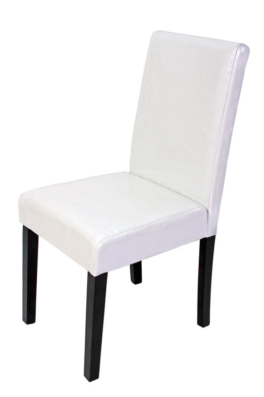 2x Esszimmerstuhl Littau ~ Leder weiss dunkle Beine