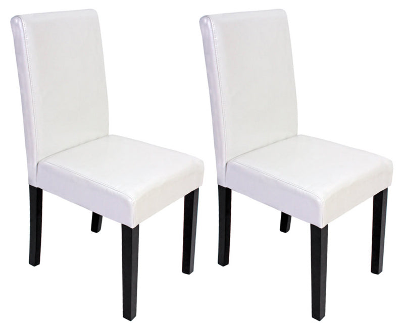 2x Esszimmerstuhl Littau ~ Leder weiss dunkle Beine