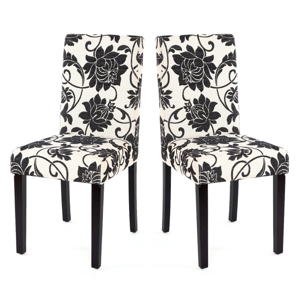 2x Esszimmerstuhl Littau ~ Textil jacquard dunkle Beine