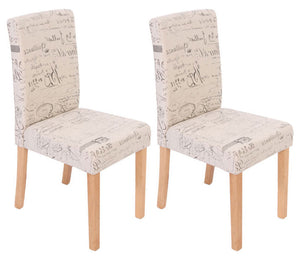 2x Esszimmerstuhl Littau Textil mit Schriftzug creme helle Beine