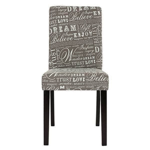 2x Esszimmerstuhl Littau Textil mit Schriftzug grau