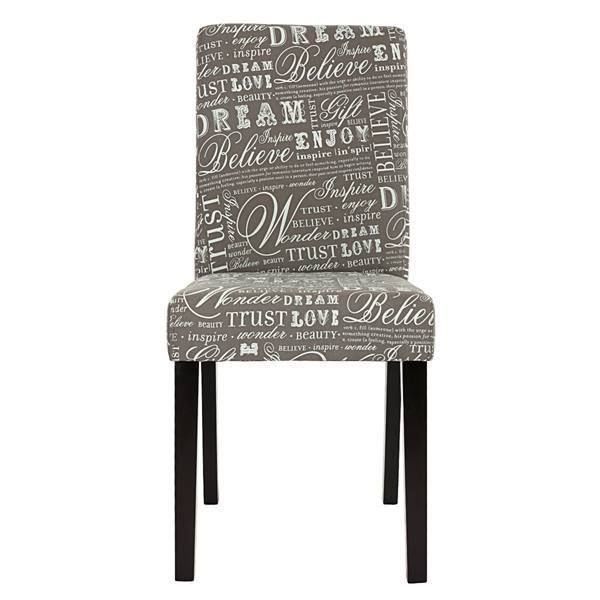 2x Esszimmerstuhl Littau Textil mit Schriftzug grau