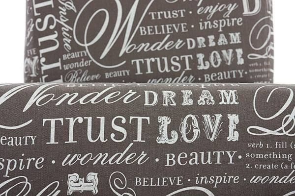2x Esszimmerstuhl Littau Textil mit Schriftzug grau