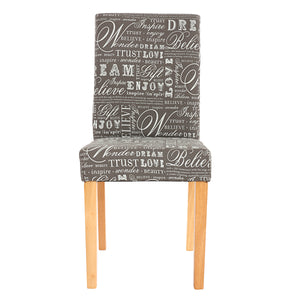 2x Esszimmerstuhl Littau Textil mit Schriftzug grau helle Beine