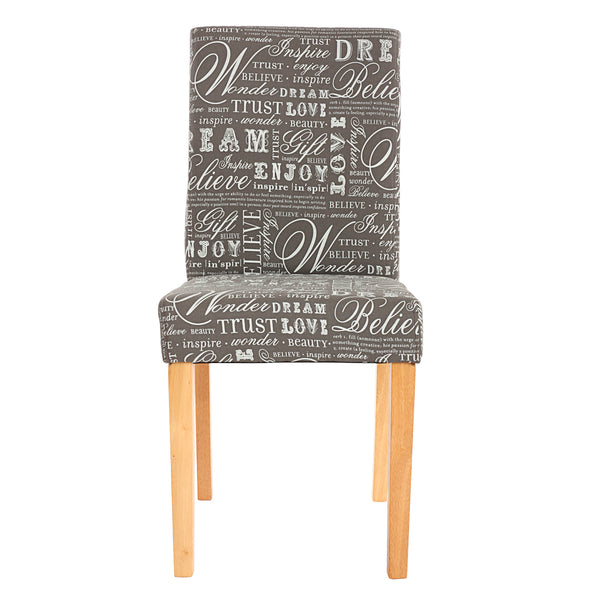 2x Esszimmerstuhl Littau Textil mit Schriftzug grau helle Beine