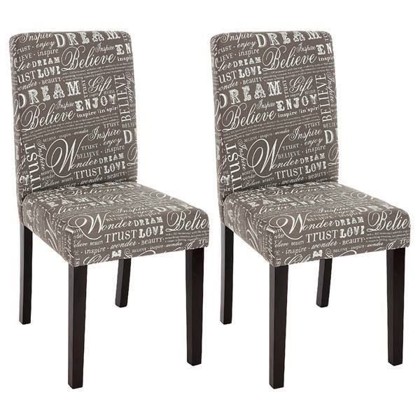 2x Esszimmerstuhl Littau Textil mit Schriftzug grau