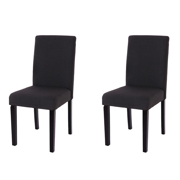 2x Esszimmerstuhl Littau ~ Textil schwarz dunkle Beine