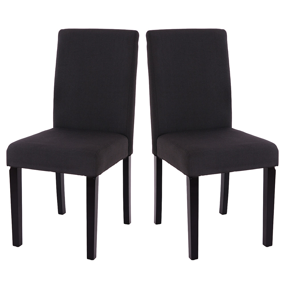 2x Esszimmerstuhl Littau ~ Textil schwarz dunkle Beine
