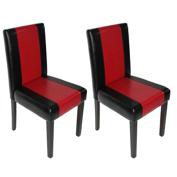 2x Esszimmerstuhl Littau schwarz-rot dunkle Beine