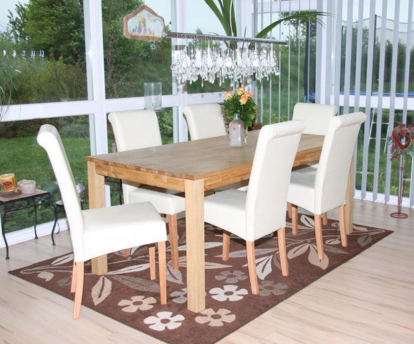 2x Esszimmerstuhl Novara II Leder creme helle Beine