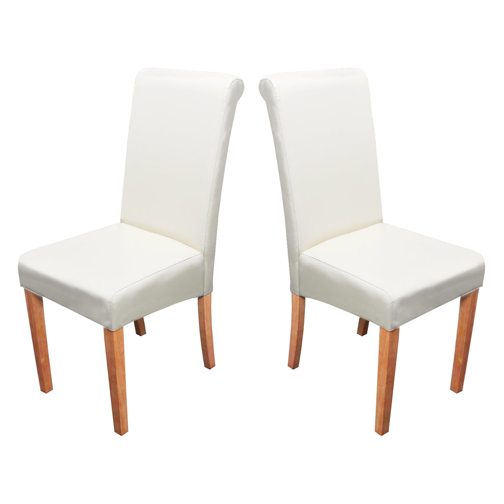 2x Esszimmerstuhl Novara II Leder creme helle Beine