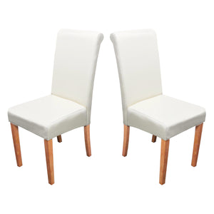 2x Esszimmerstuhl Novara II Leder creme helle Beine