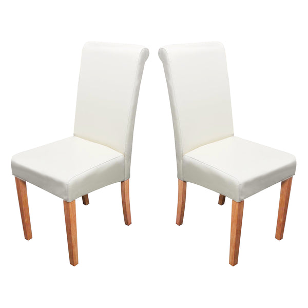 2x Esszimmerstuhl Novara II Leder creme helle Beine