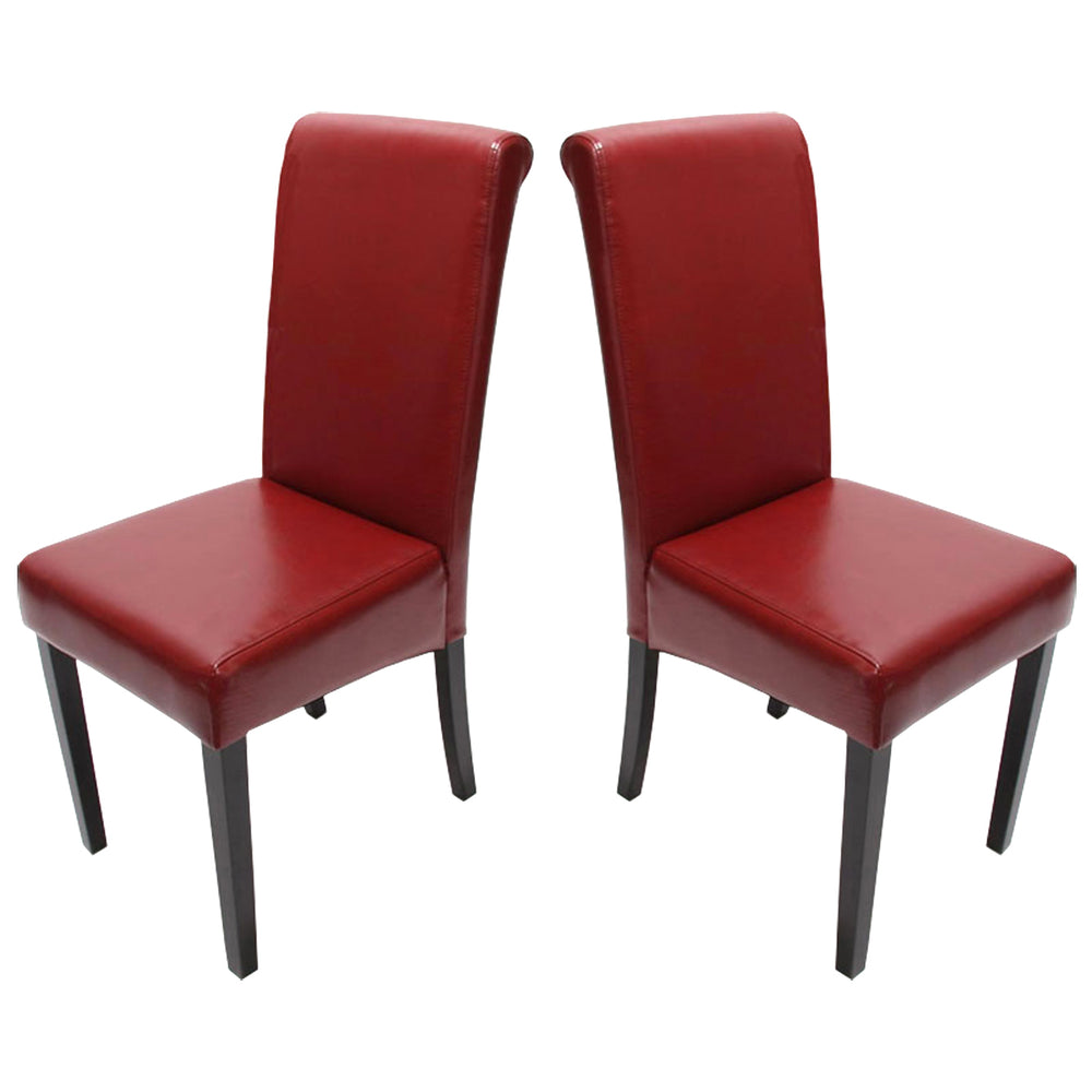 2x Esszimmerstuhl Novara II Leder ~ rot dunkle Beine