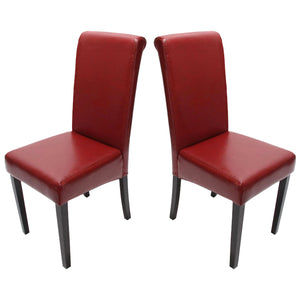 2x Esszimmerstuhl Novara II Leder ~ rot dunkle Beine