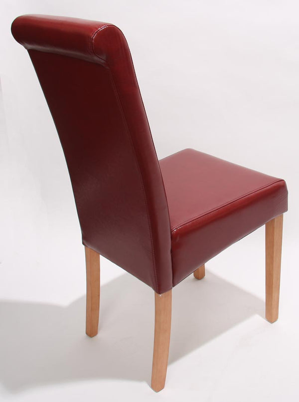 2x Esszimmerstuhl Novara II Leder ~ rot helle Beine