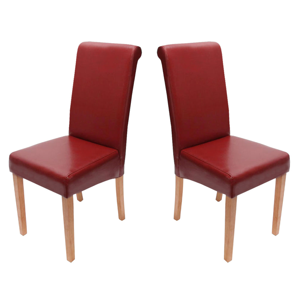 2x Esszimmerstuhl Novara II Leder ~ rot helle Beine