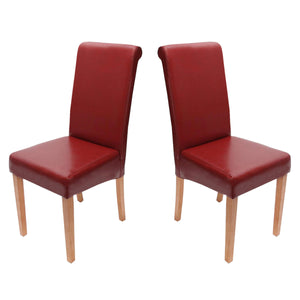 2x Esszimmerstuhl Novara II Leder ~ rot helle Beine