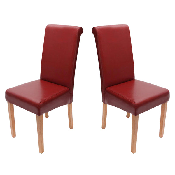 2x Esszimmerstuhl Novara II Leder ~ rot helle Beine