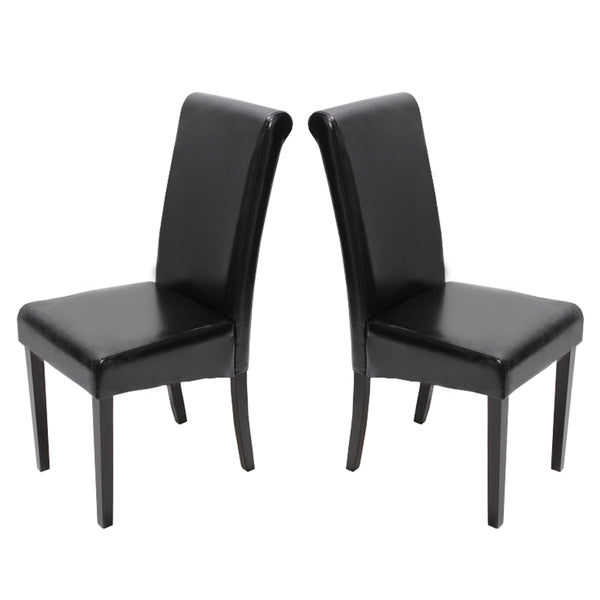 2x Esszimmerstuhl Novara II Leder ~ schwarz dunkle Beine