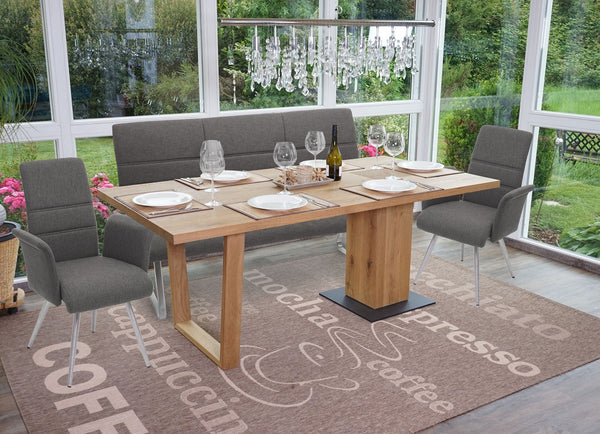 2x Esszimmerstuhl + Sitzbank Edelstahl gebürstet ~ grau