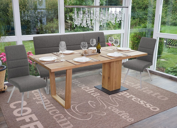 2x Esszimmerstuhl + Sitzbank Edelstahl gebürstet ~ grau