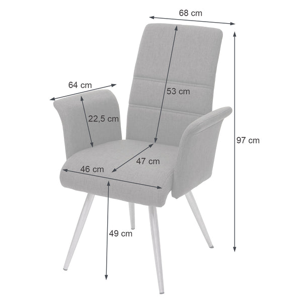 2x Esszimmerstuhl Stoff/Textil Edelstahl gebürstet ~ grau