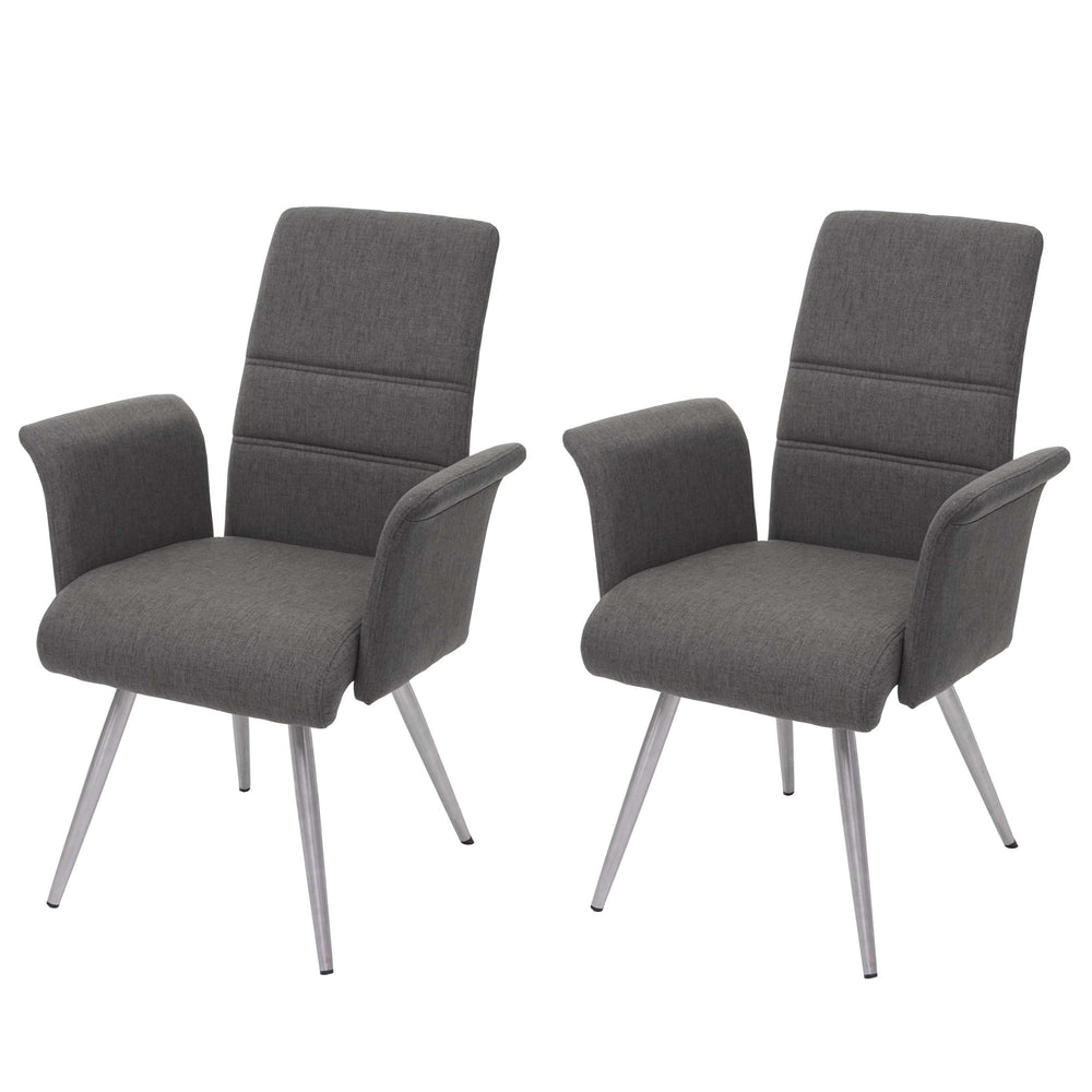 2x Esszimmerstuhl Stoff/Textil Edelstahl gebürstet ~ grau