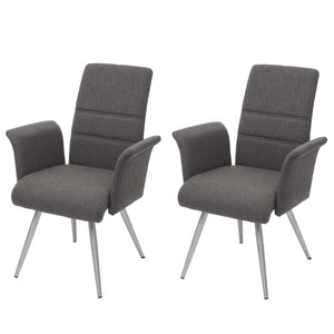 2x Esszimmerstuhl Stoff/Textil Edelstahl gebürstet ~ grau