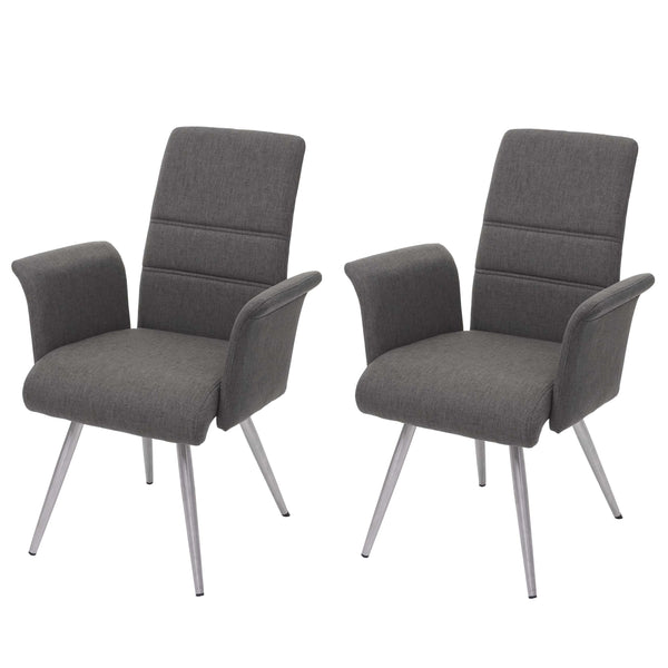 2x Esszimmerstuhl Stoff/Textil Edelstahl gebürstet ~ grau