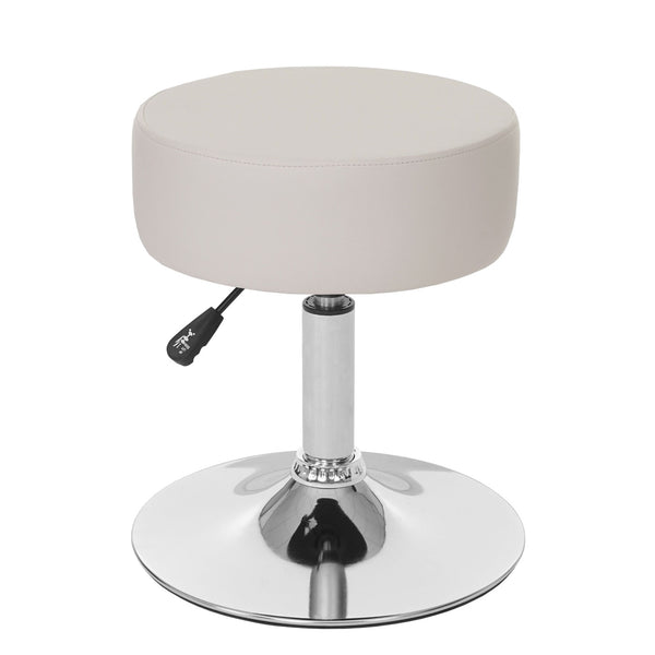 2x Hocker Sitzhocker höhenverstellbar Ø 35cm Kunstleder, creme