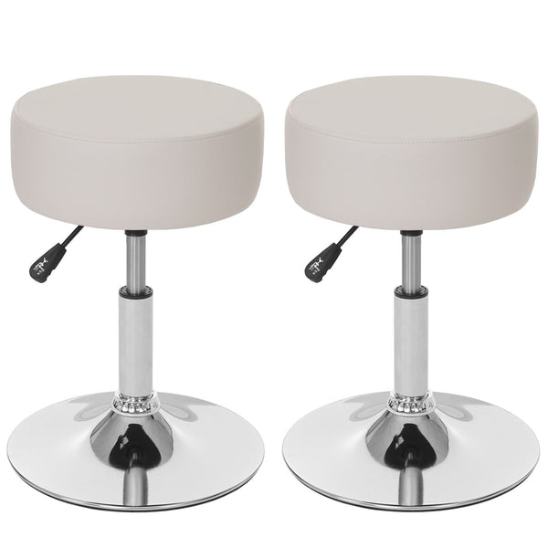 2x Hocker Sitzhocker höhenverstellbar Ø 35cm Kunstleder, creme