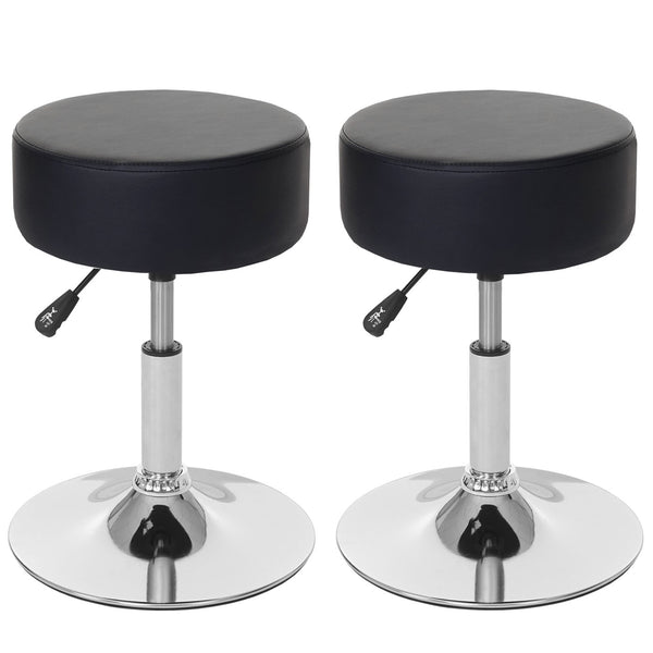 2x Hocker Sitzhocker höhenverstellbar Ø 35cm Kunstleder, schwarz