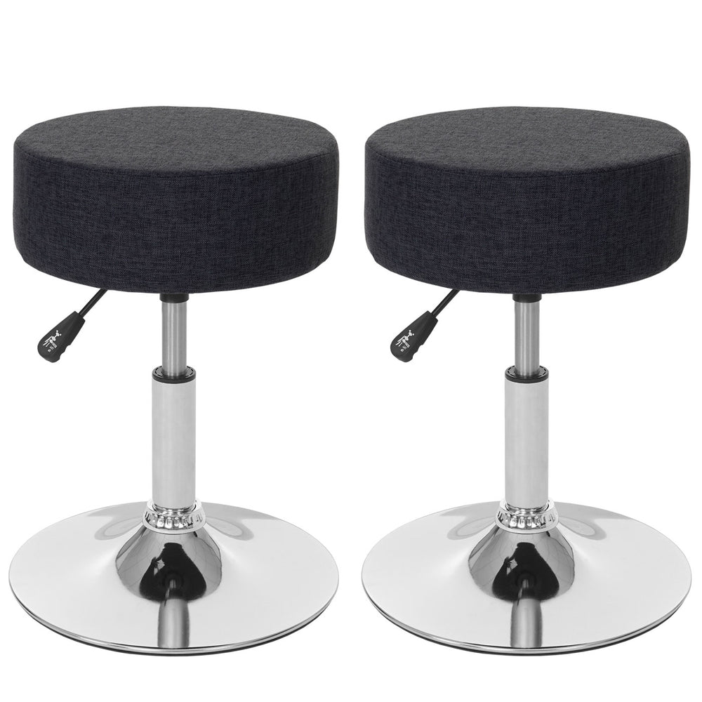 2x Hocker Sitzhocker höhenverstellbar Ø 35cm Textil, dunkelgrau
