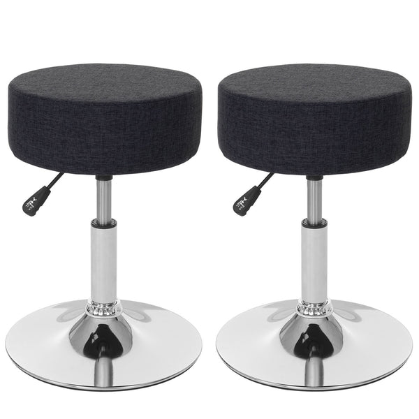 2x Hocker Sitzhocker höhenverstellbar Ø 35cm Textil, dunkelgrau