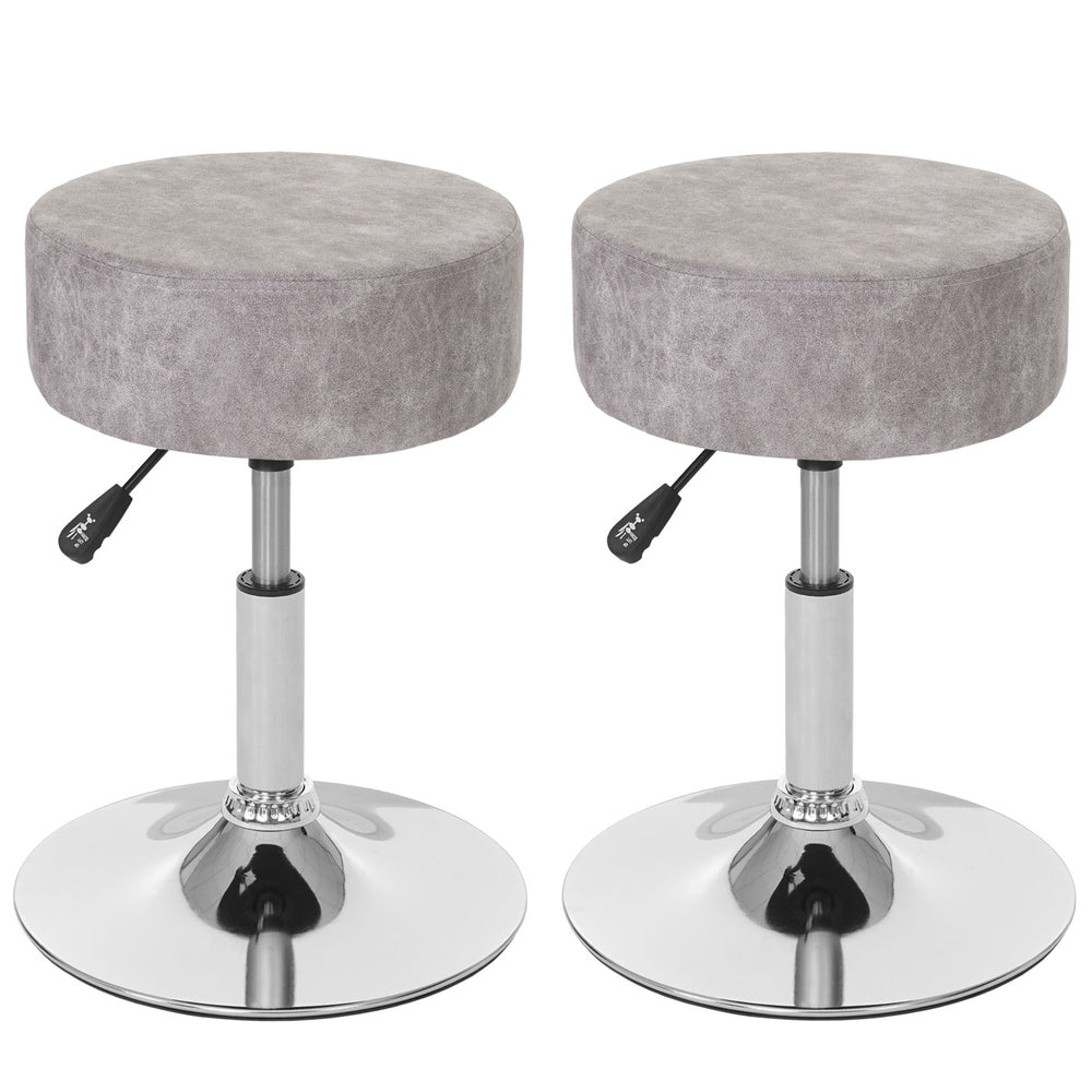 2x Hocker Sitzhocker höhenverstellbar Ø 35cm vintage grau Wildlederimitat