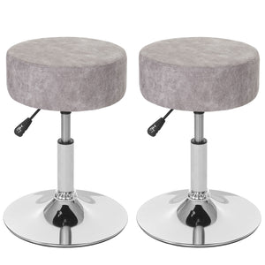 2x Hocker Sitzhocker höhenverstellbar Ø 35cm vintage grau Wildlederimitat