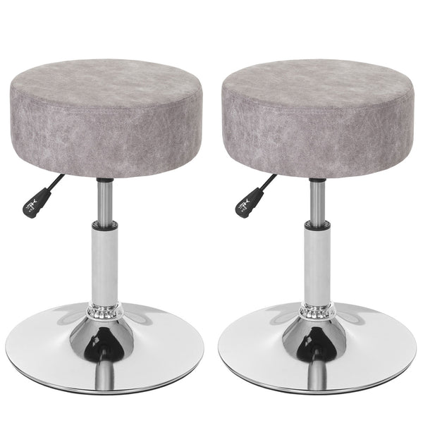 2x Hocker Sitzhocker höhenverstellbar Ø 35cm vintage grau Wildlederimitat
